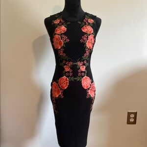Forever 21 Black Dress with Red Floral Design